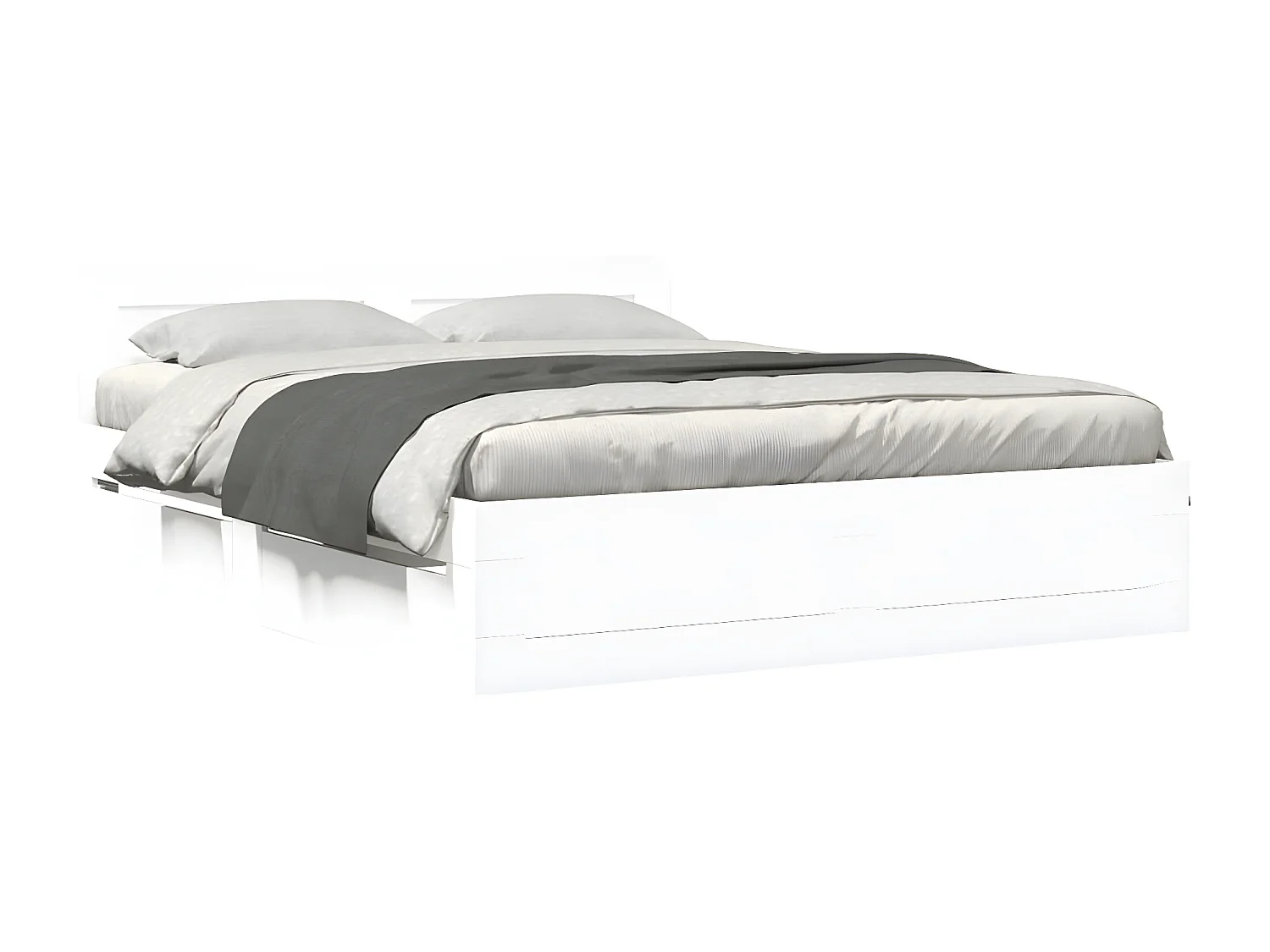 Estructura cama con cabecero madera ingeniería blanco 150x200cm