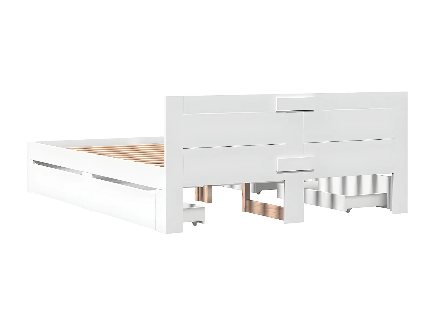 Estructura cama con cabecero madera ingeniería blanco 150x200cm