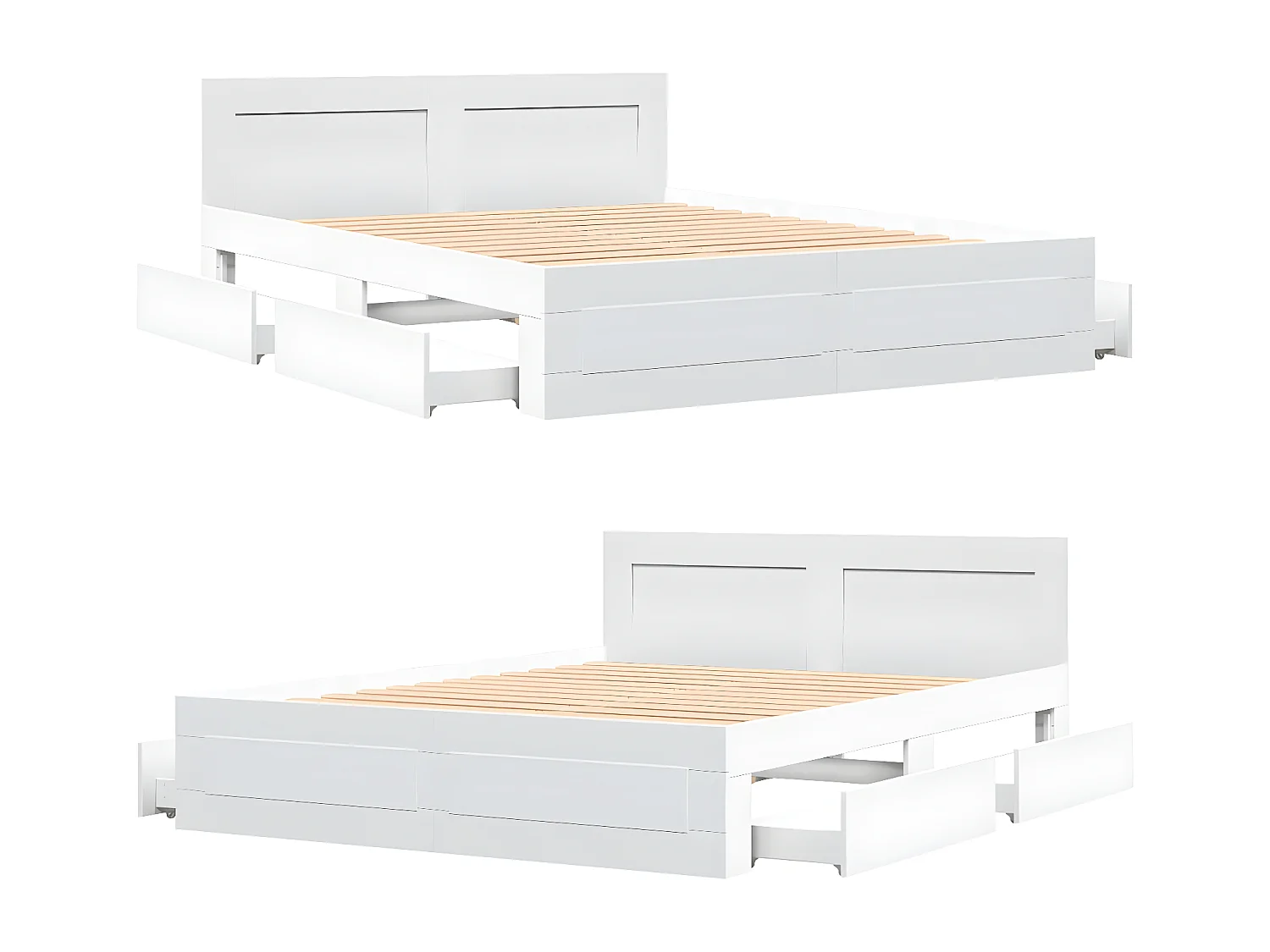 Estructura cama con cabecero madera ingeniería blanco 150x200cm