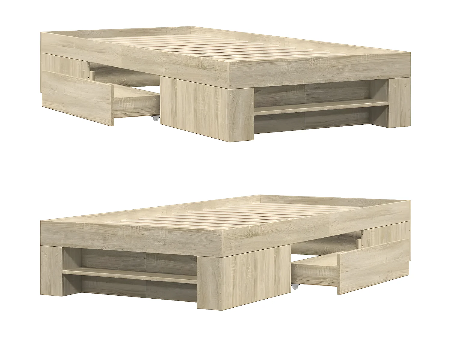 Estrutura de cama 90x200cm derivados de madeira carvalho sonoma