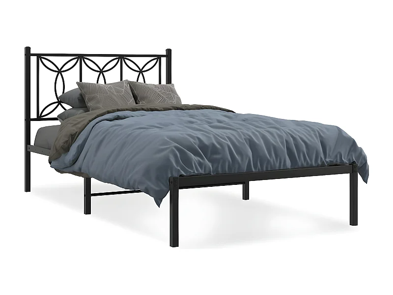 Estrutura de cama com cabeceira 107x203 cm metal preto
