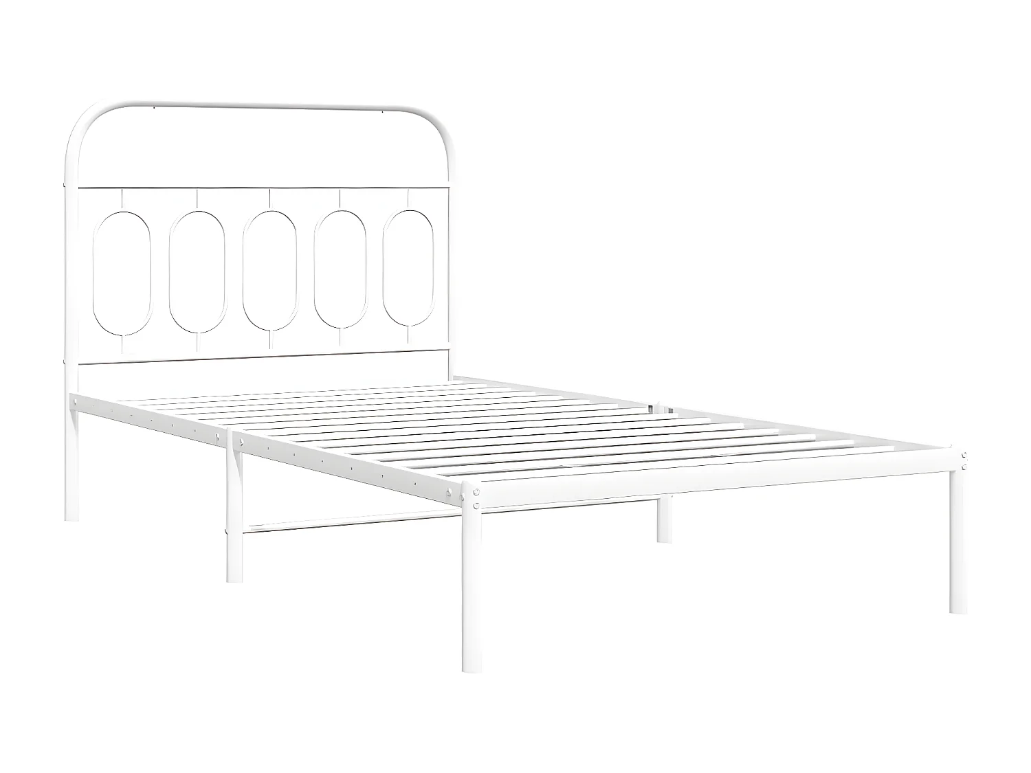 Estructura de cama de metal con cabecero blanco 107x203 cm