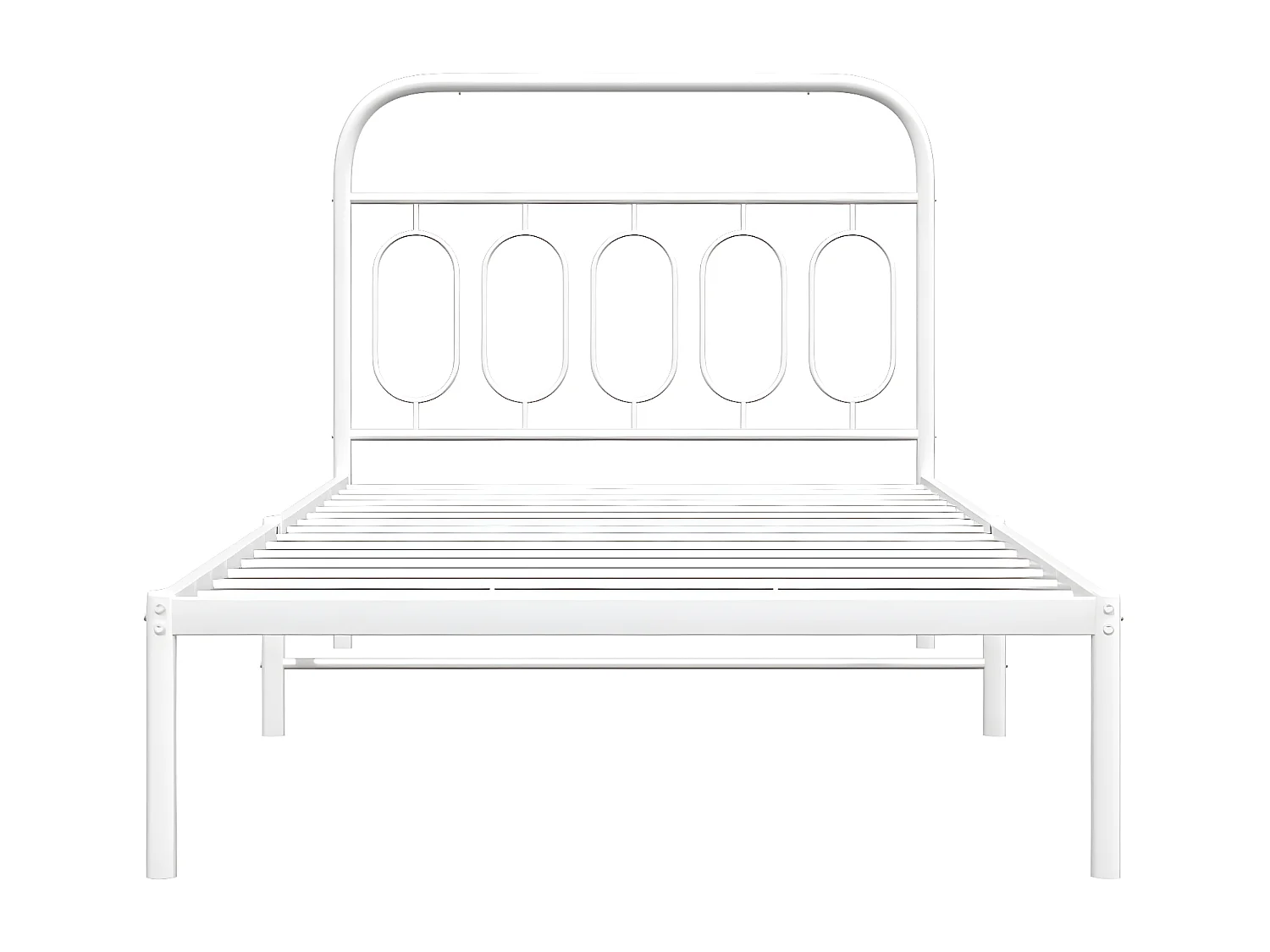 Estructura de cama de metal con cabecero blanco 107x203 cm
