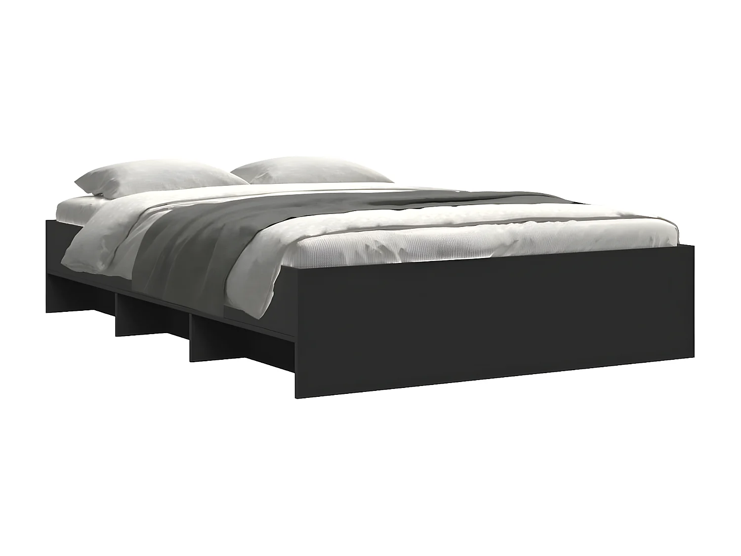 Estrutura de cama 140x190 cm derivados de madeira preto