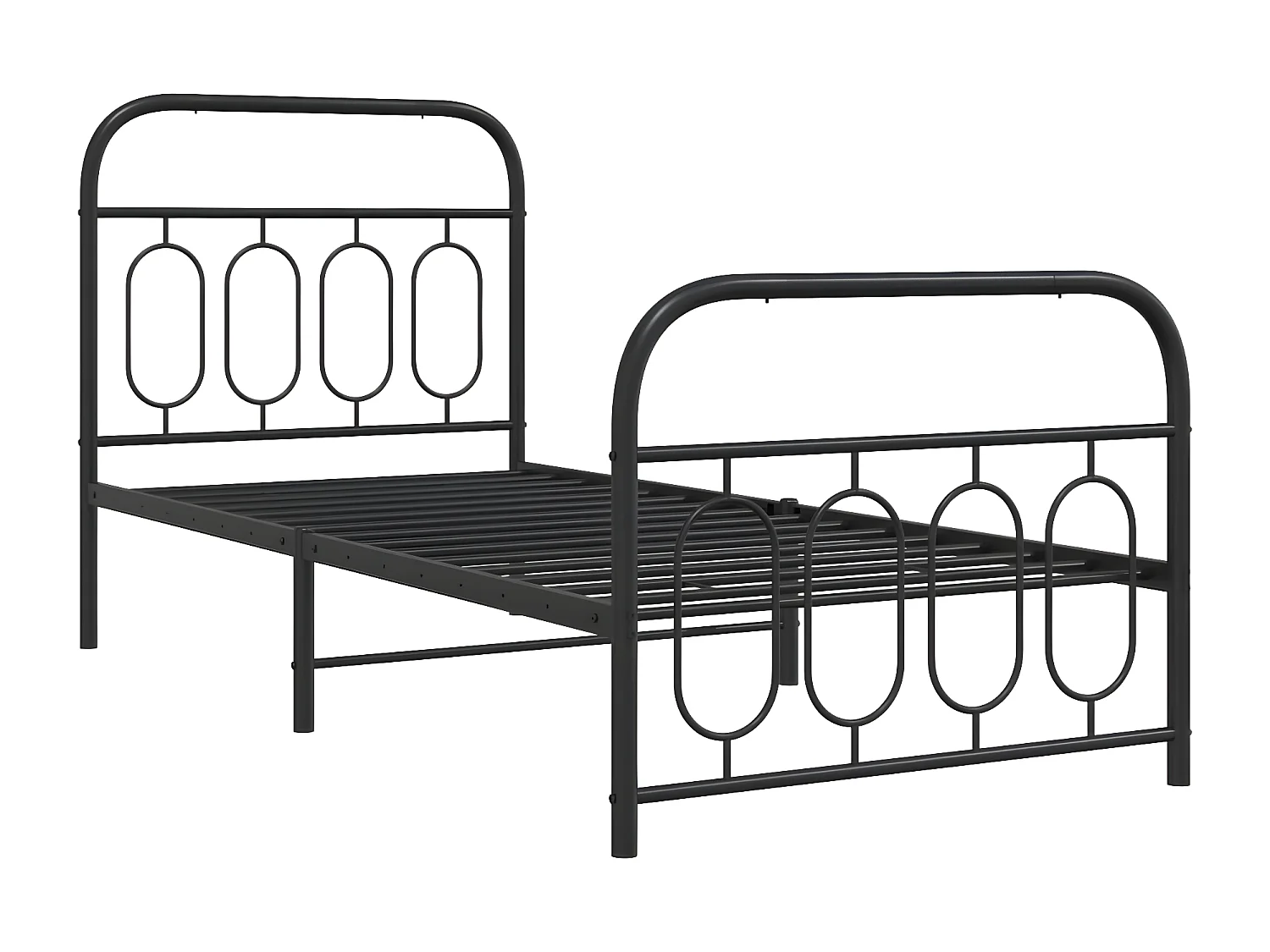 Estructura de cama con cabecero y estribo metal negro 90x200 cm