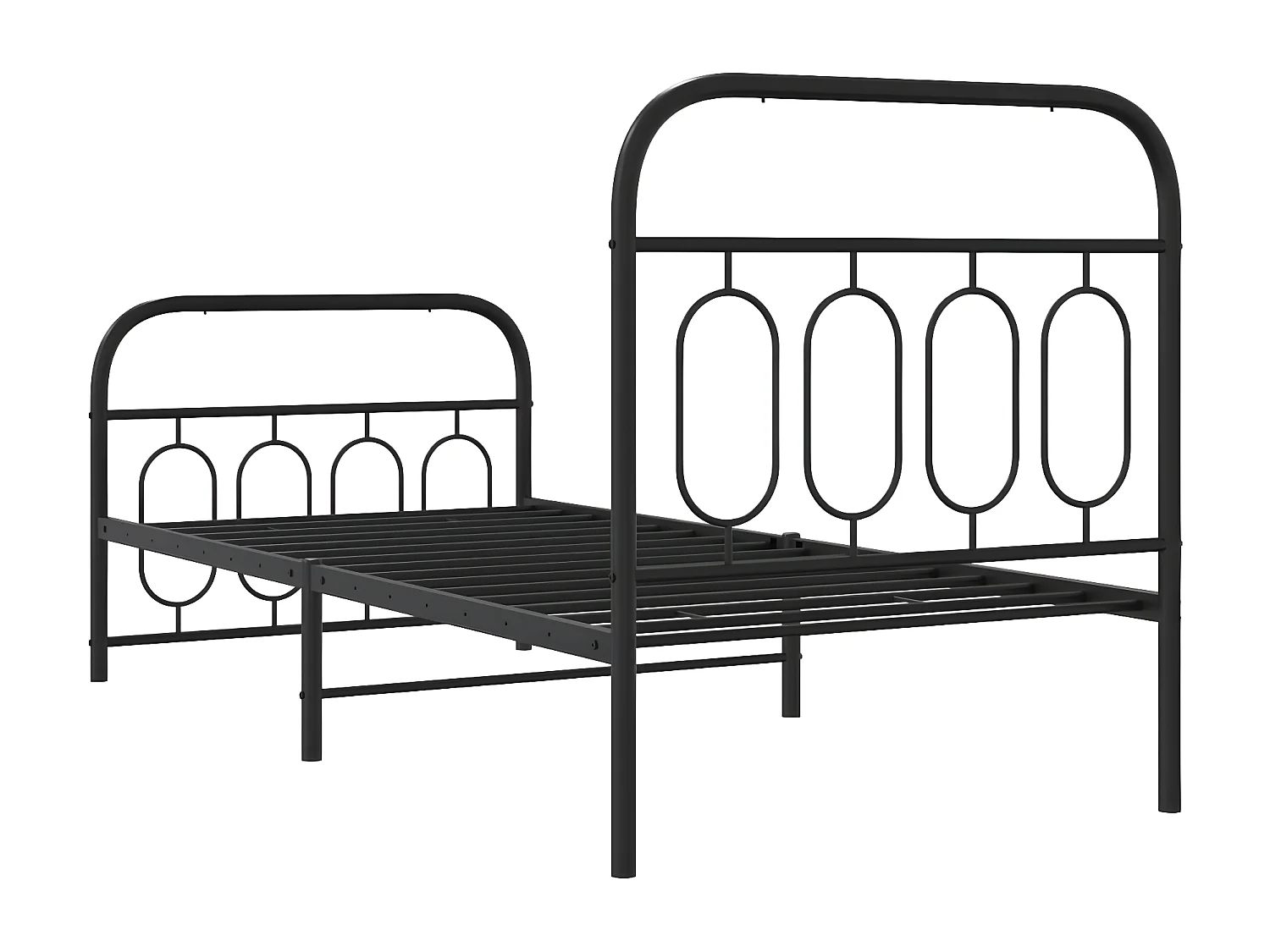 Estructura de cama con cabecero y estribo metal negro 90x200 cm