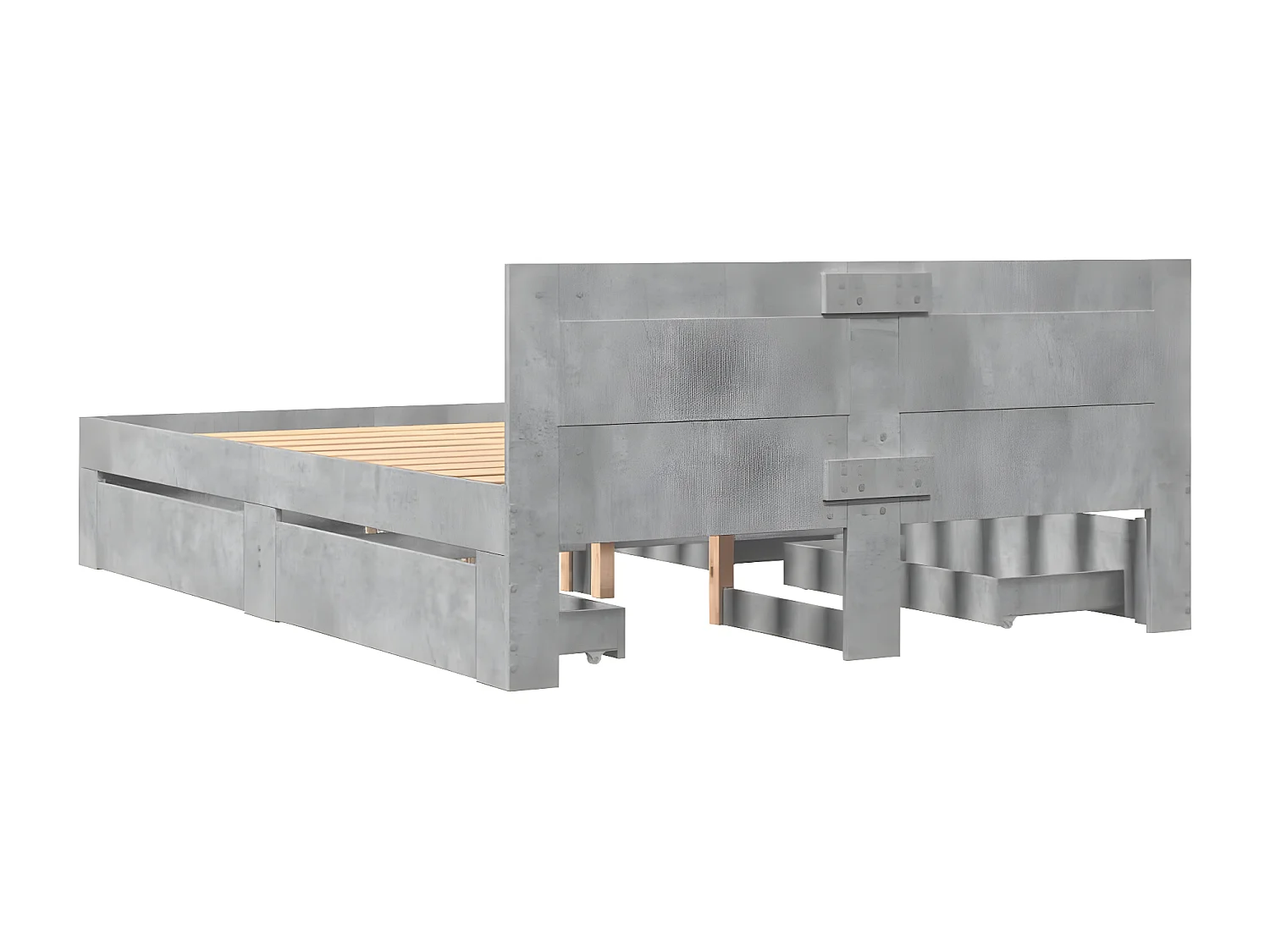 Cadre de lit avec tête de lit gris béton 120x190 cm