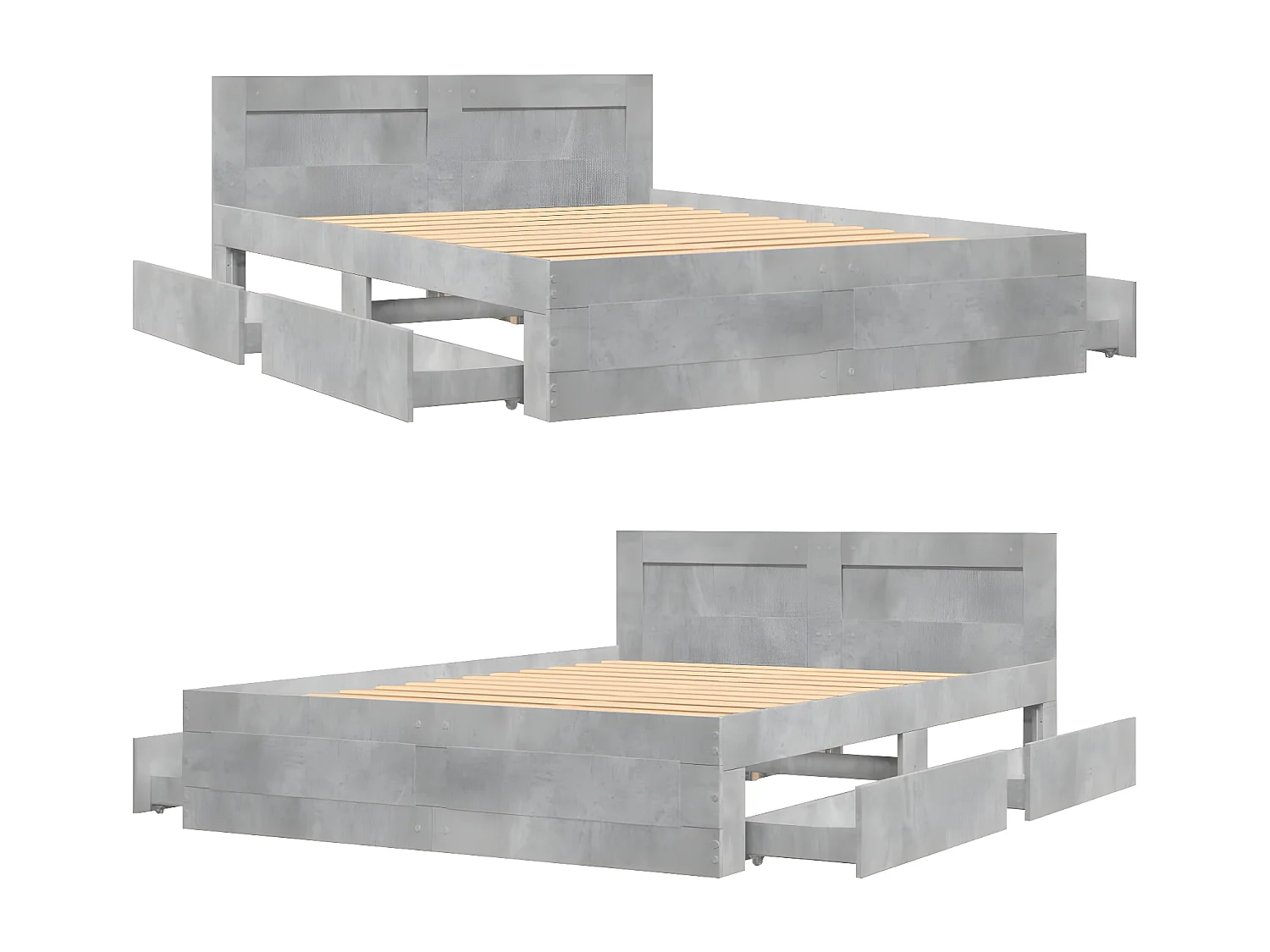 Cadre de lit avec tête de lit gris béton 120x190 cm