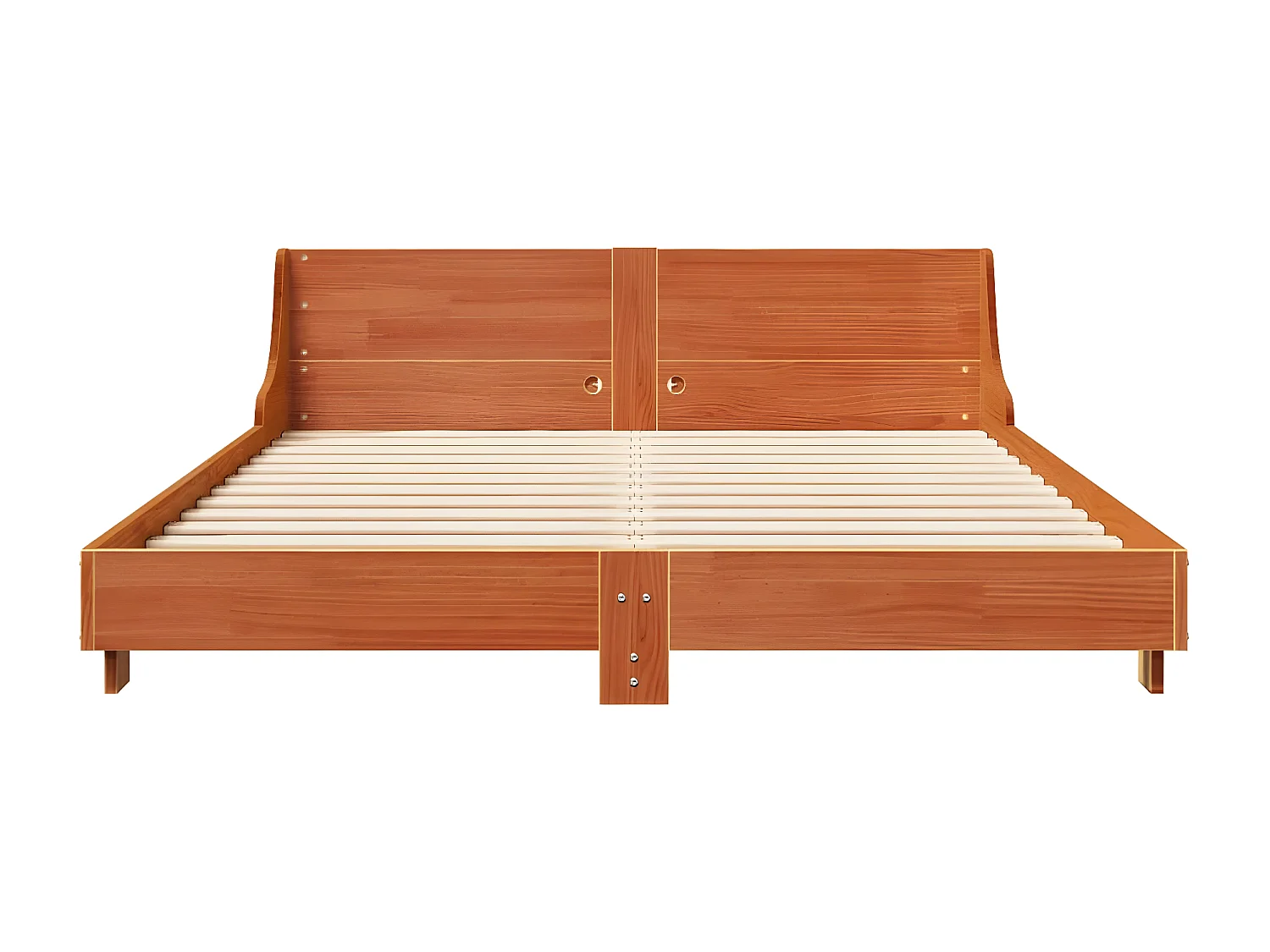 Cama sem colchão 135x190 cm madeira pinho maciça castanho-mel