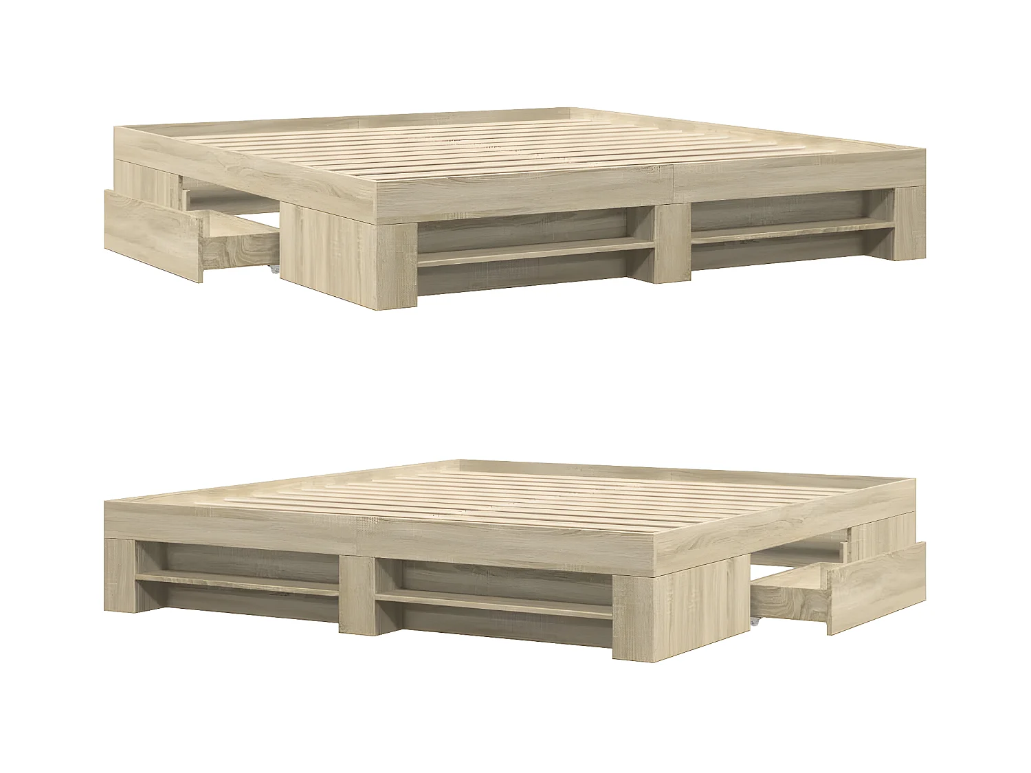 Estructura de cama madera de ingeniería roble Sonoma 200x200 cm