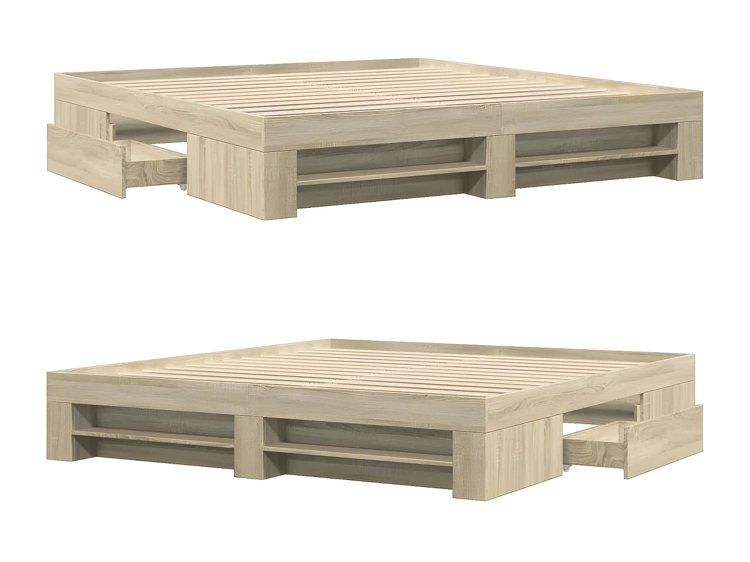 Estrutura de cama 200x200 cm derivados madeira carvalho sonoma