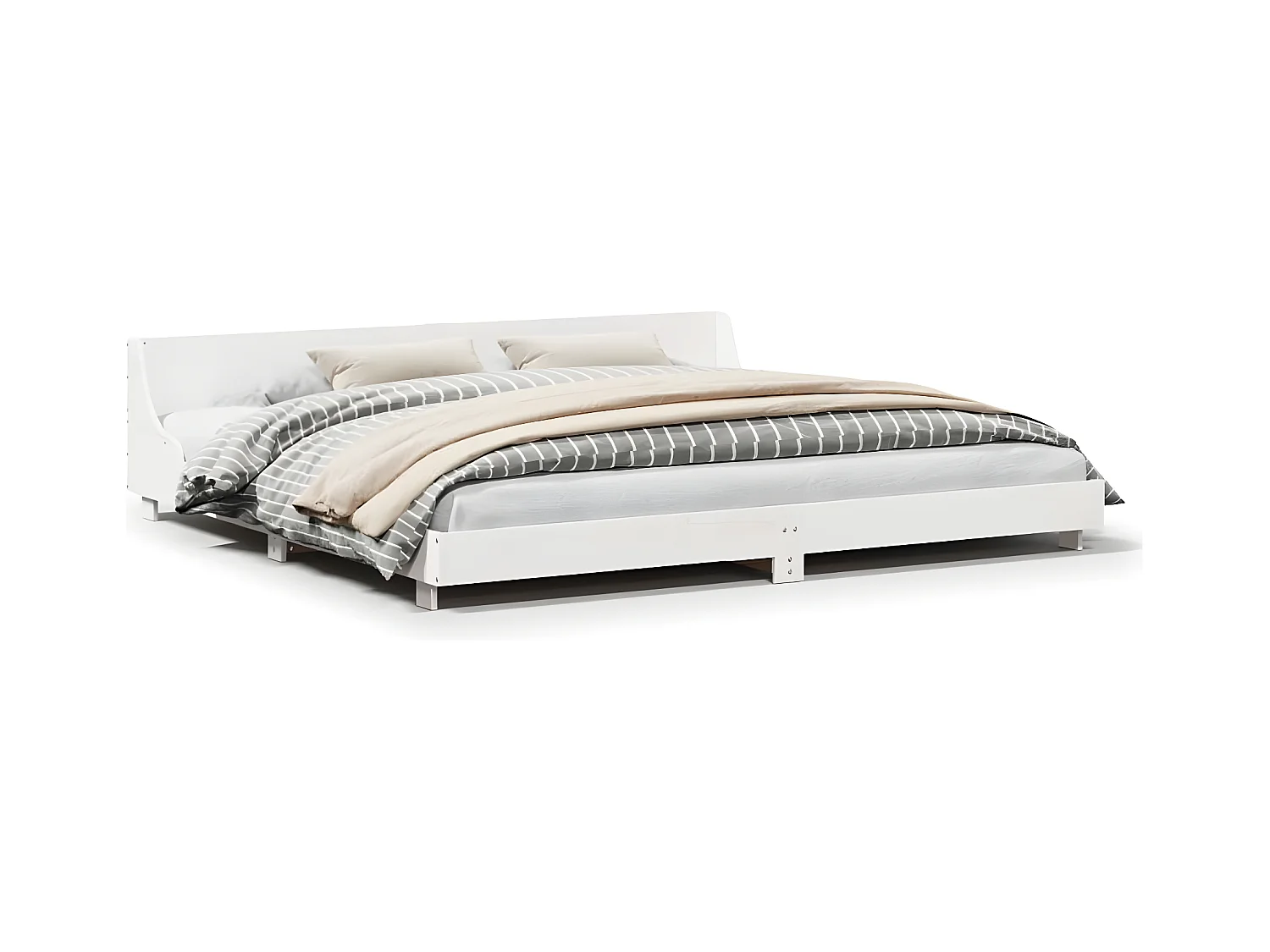 Cadre de lit sans matelas blanc 180x200 cm bois massif de pin