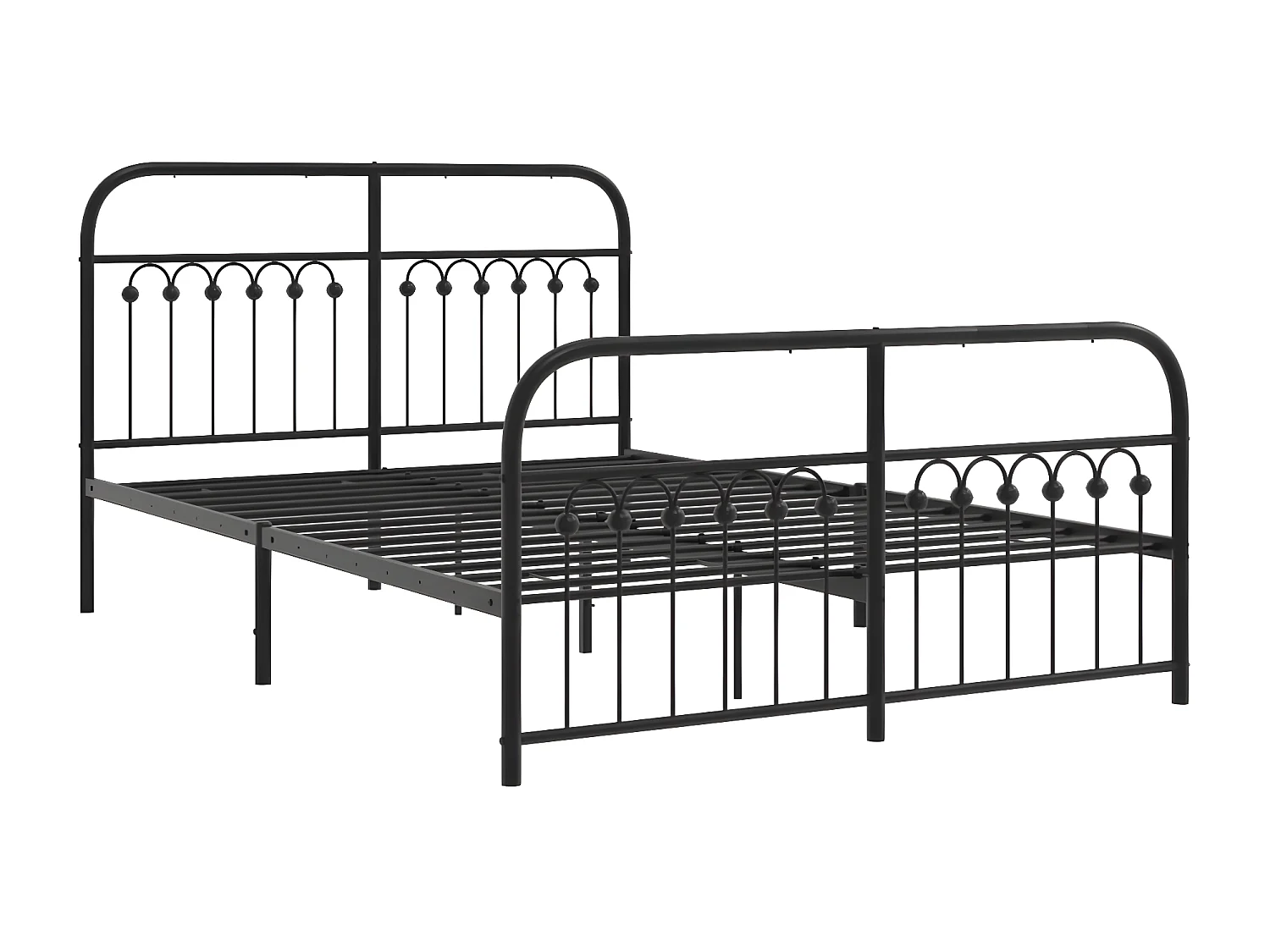 Estructura cama con cabecero y estribo metal negro 137x190 cm
