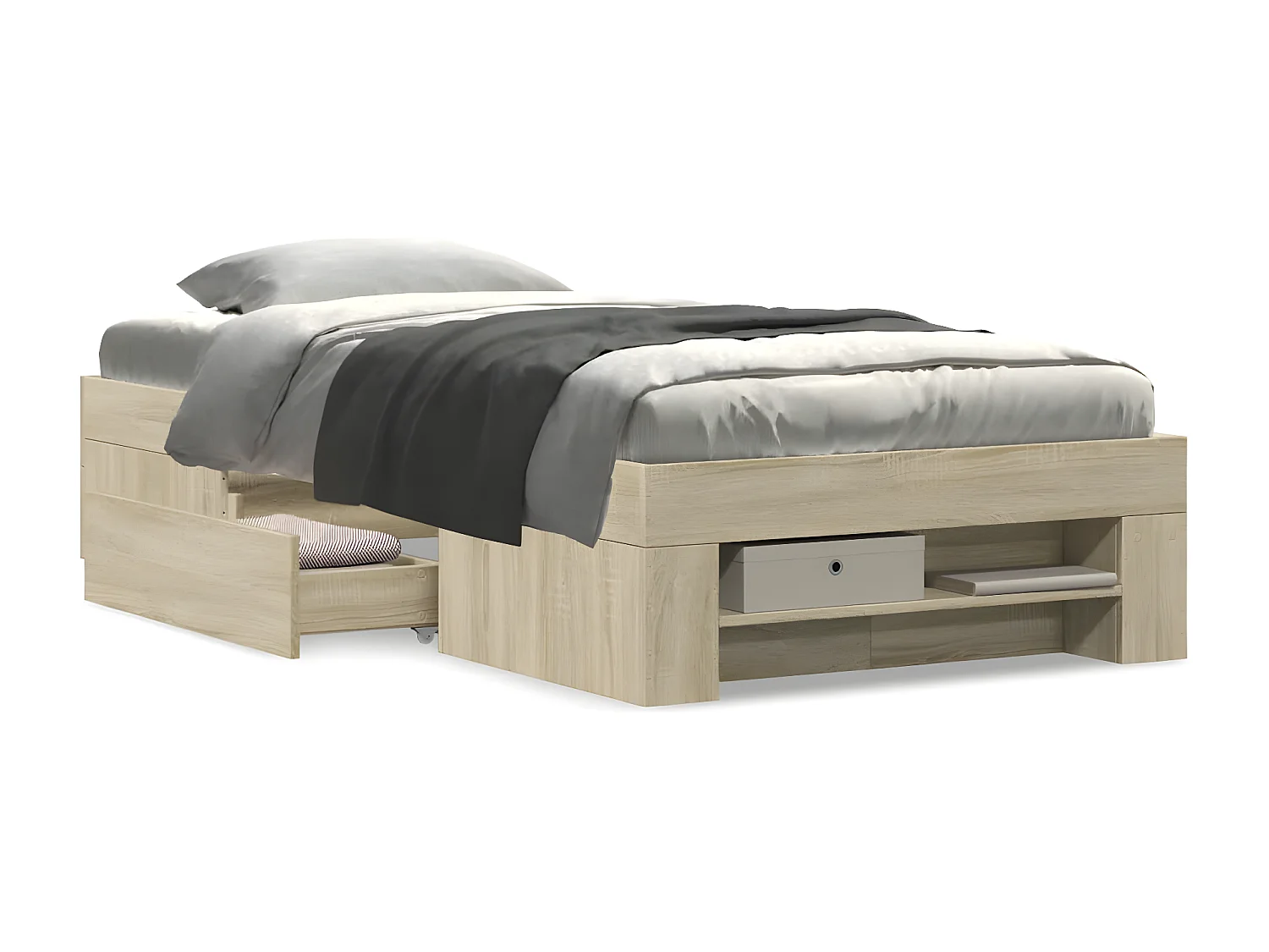 Estrutura de cama 90x190cm derivados de madeira carvalho sonoma