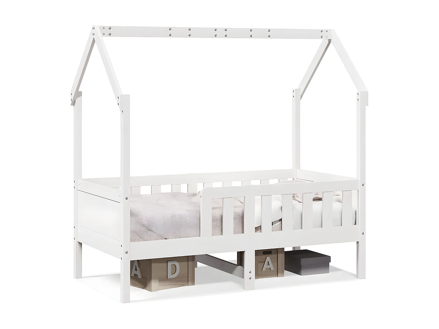 Cadre de lit d'enfants forme de maison 70x140cm bois pin massif