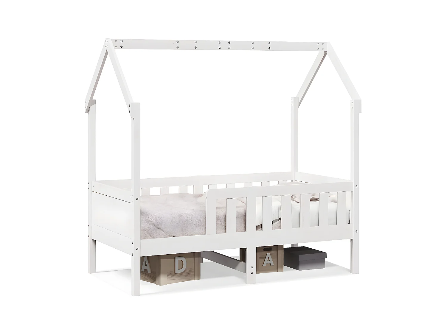 Cadre de lit d'enfants forme de maison 70x140cm bois pin massif