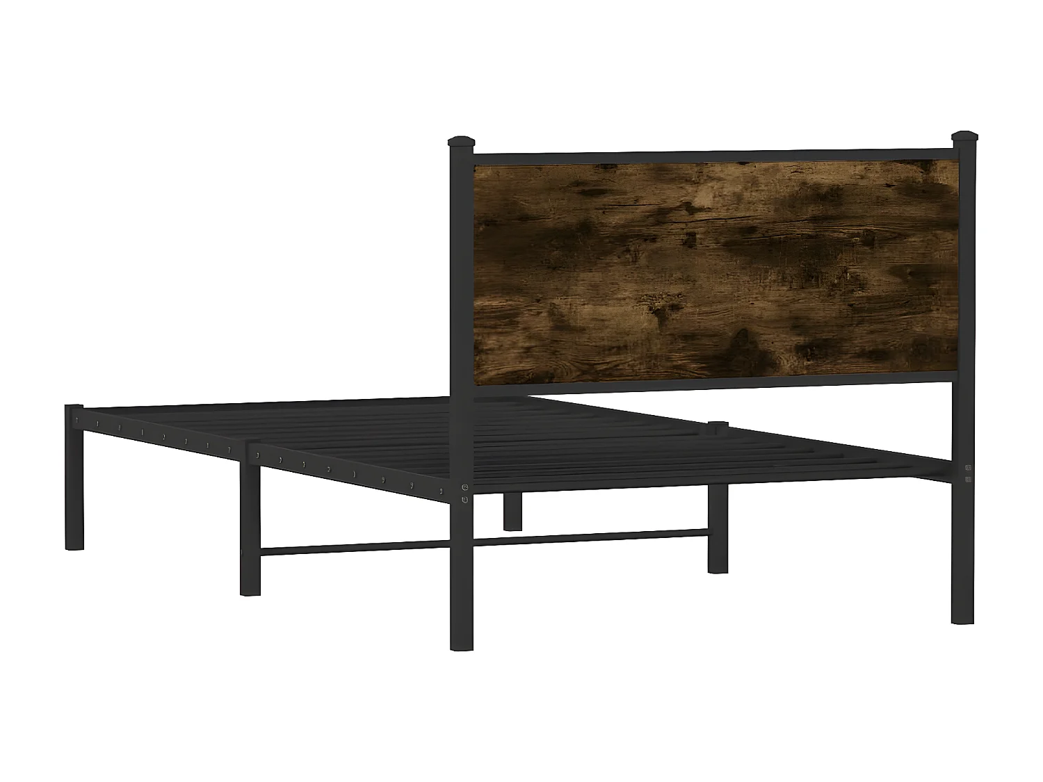 Estructura de cama con cabecero metal roble ahumado 100x200 cm