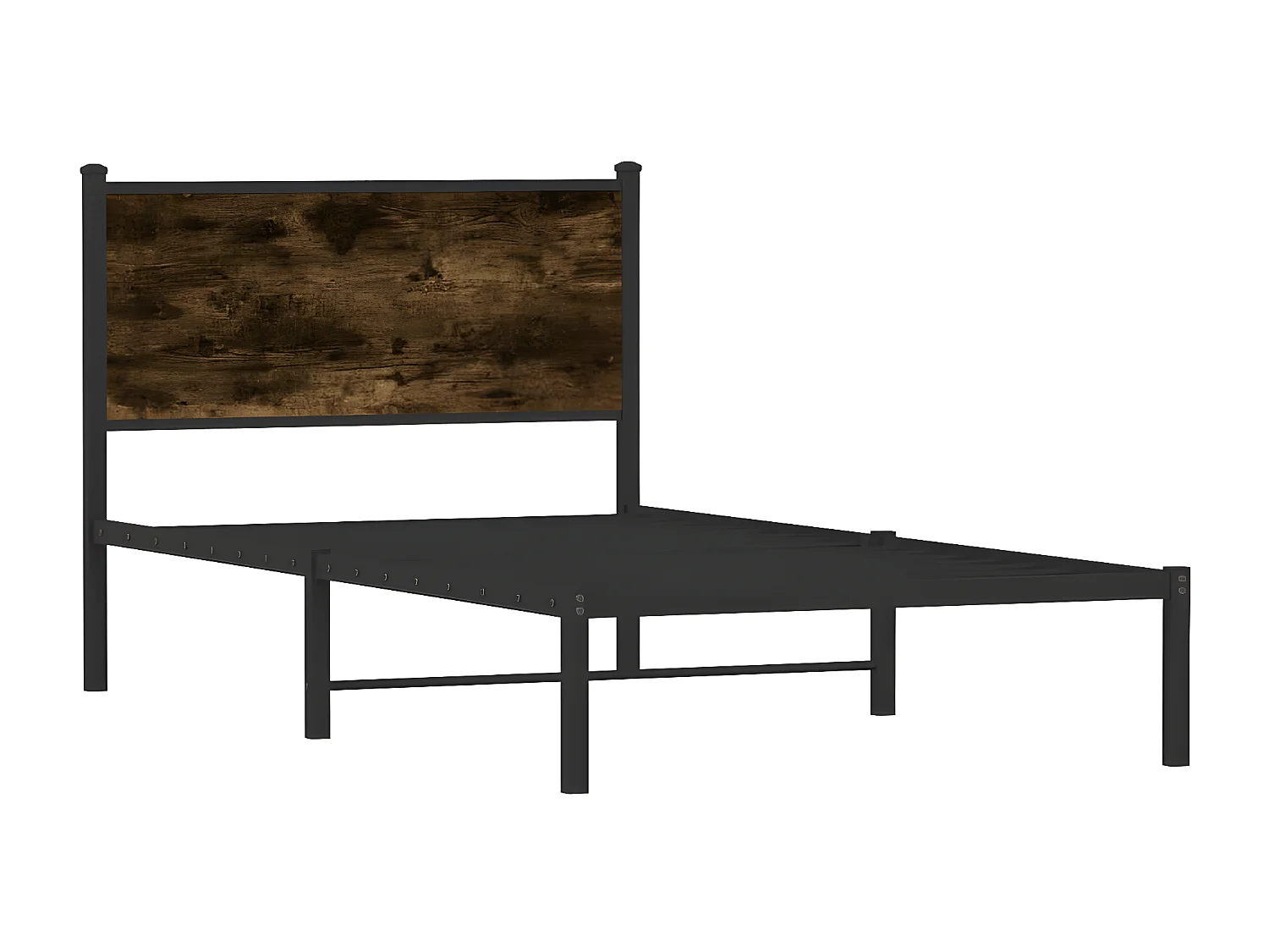 Cadre de lit en métal avec tête de lit chêne fumé 100x200 cm