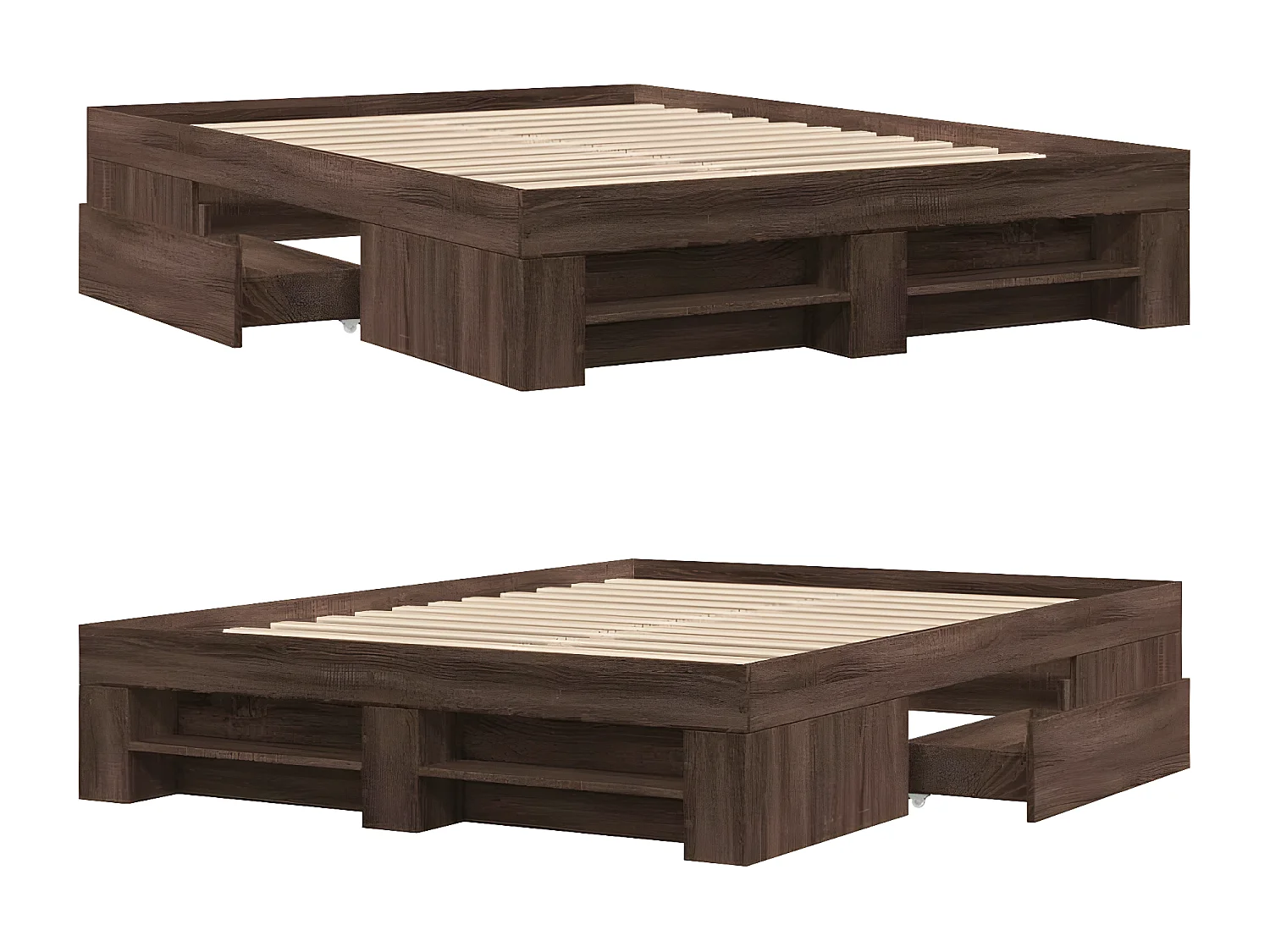 Cadre de lit chêne marron 120x190 cm bois d'ingénierie