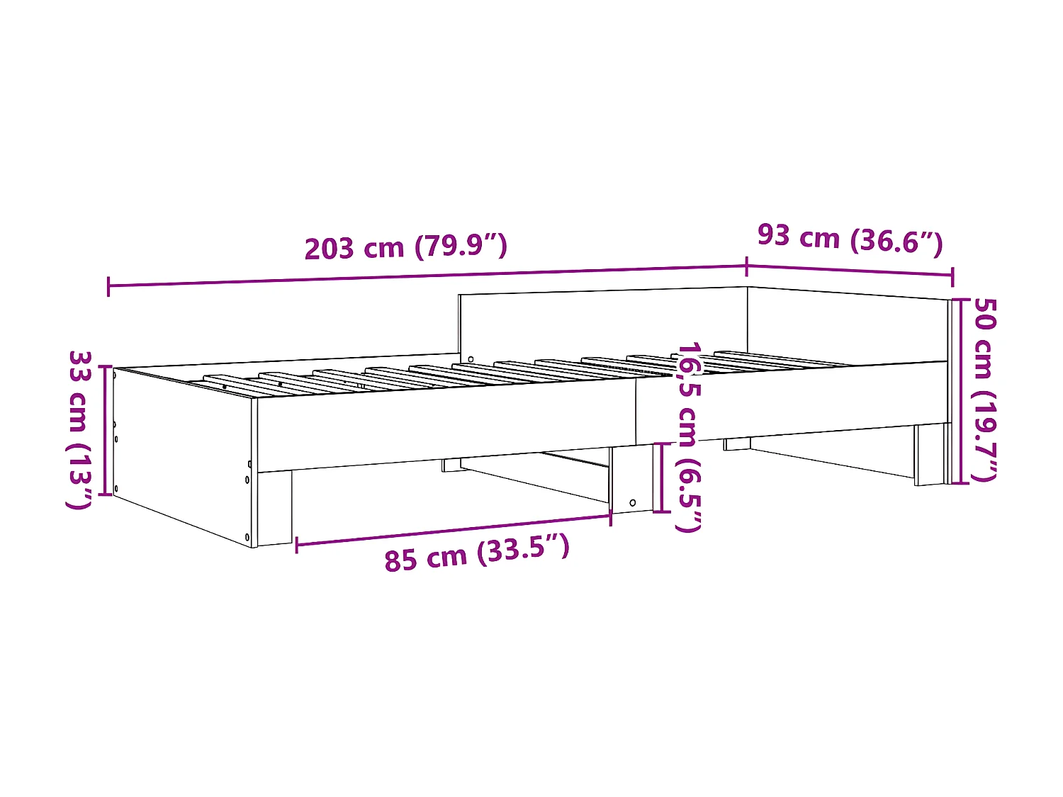 Cadre de lit chêne sonoma 90x200 cm bois d'ingénierie
