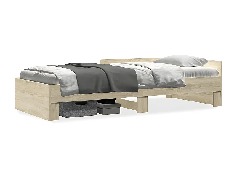 Cadre de lit chêne sonoma 90x200 cm bois d'ingénierie