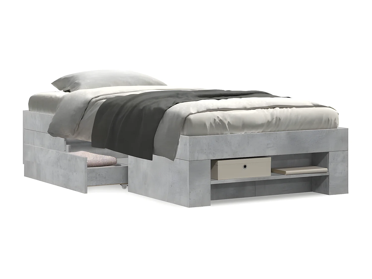 Estructura de cama madera de ingeniería gris hormigón 100x200cm