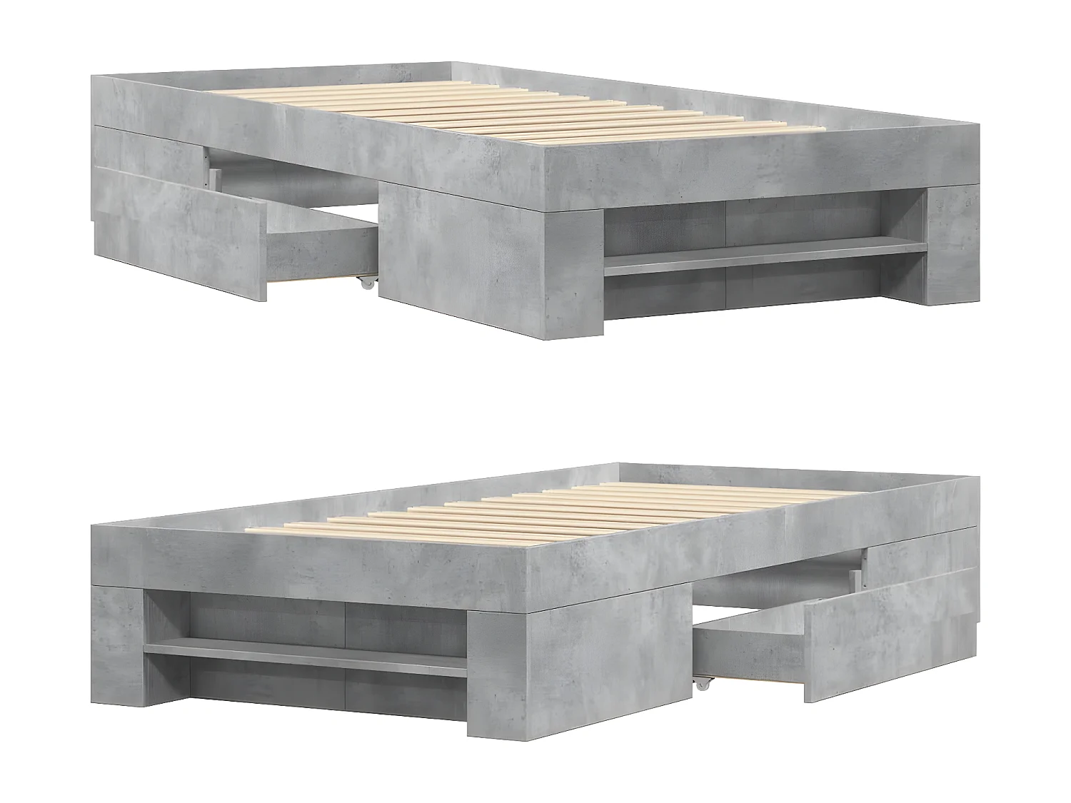 Estructura de cama madera de ingeniería gris hormigón 100x200cm