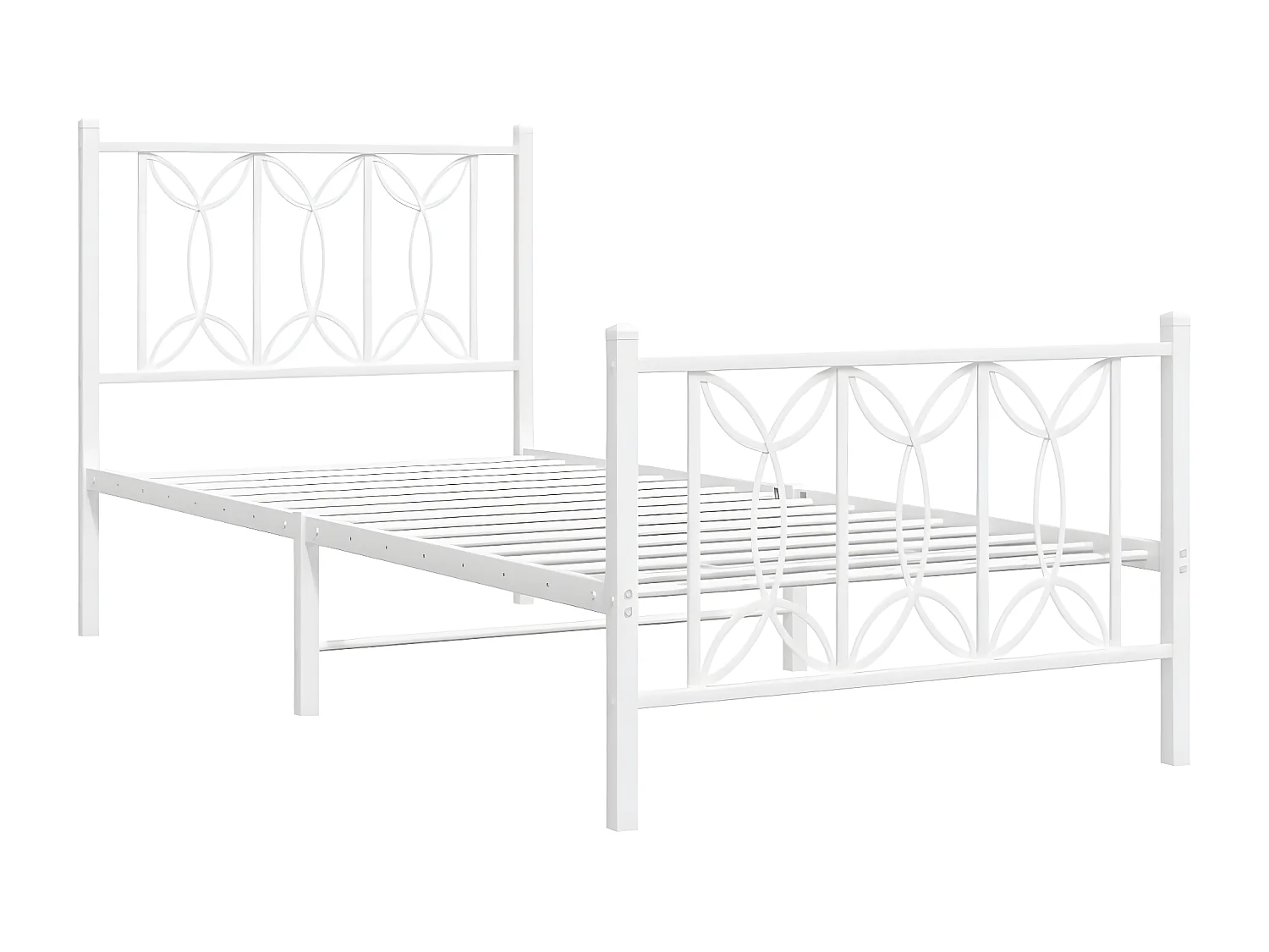 Estrutura de cama com cabeceira e pés 90x200 cm metal branco