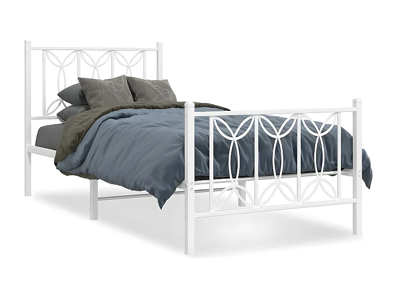 Estrutura de cama com cabeceira e pés 90x200 cm metal branco