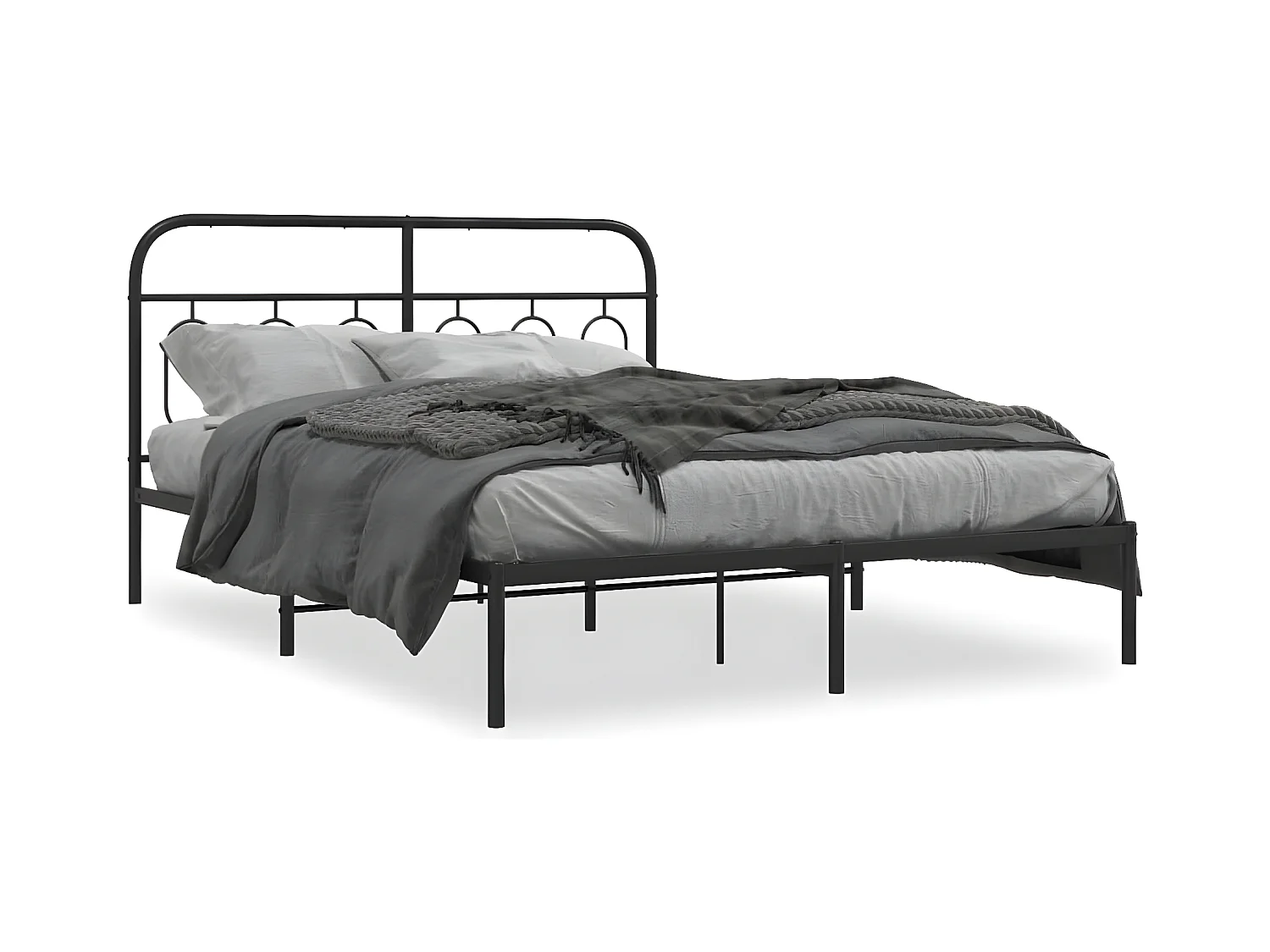 Estructura de cama con cabecero metal negro 140x190 cm