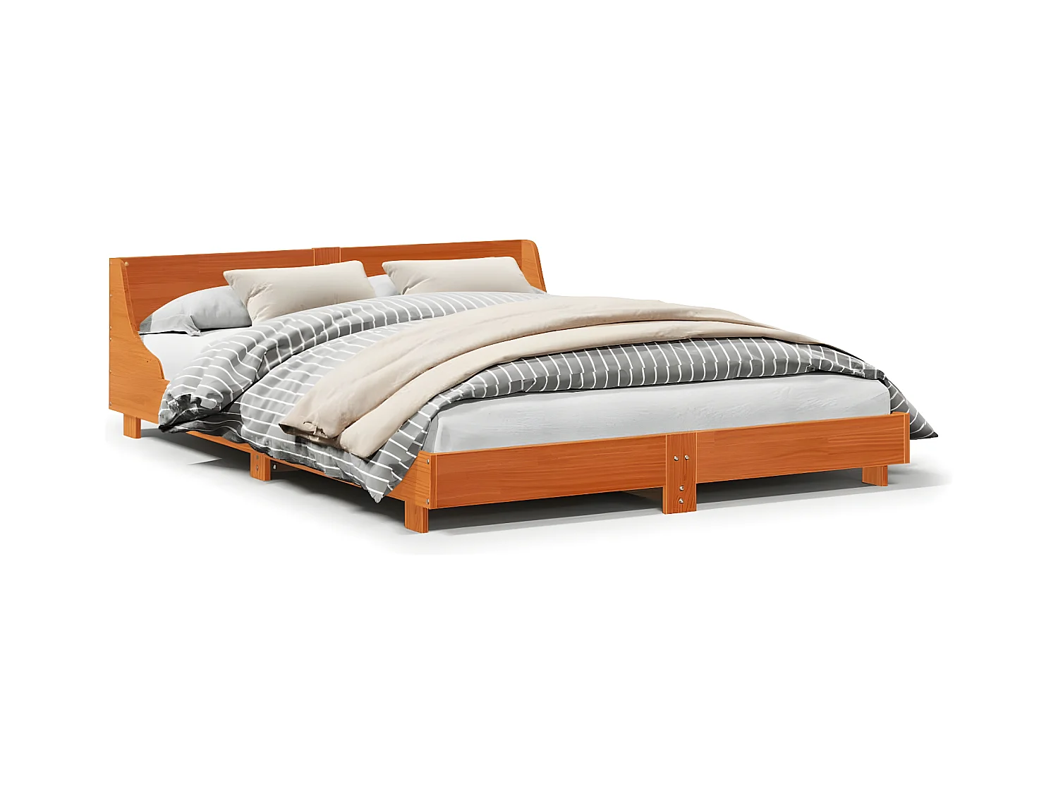 Cadre de lit sans matelas cire marron 140x190cm bois pin massif