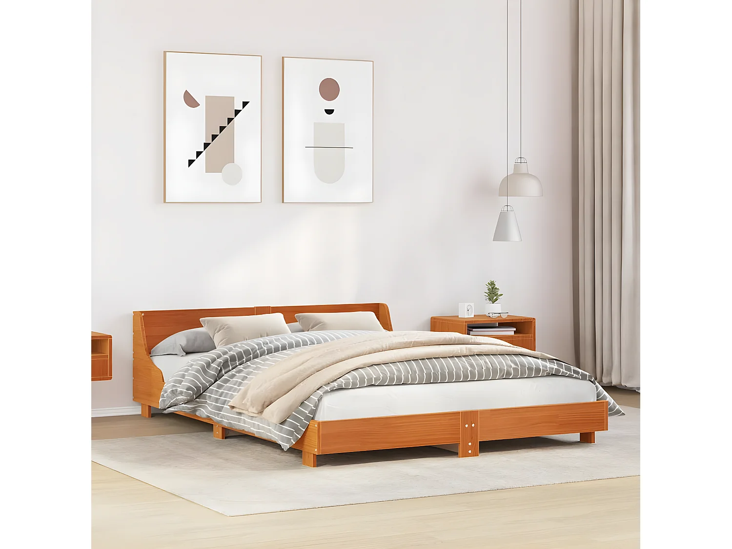 Cama sem colchão 140x190 cm pinho maciço castanho-mel