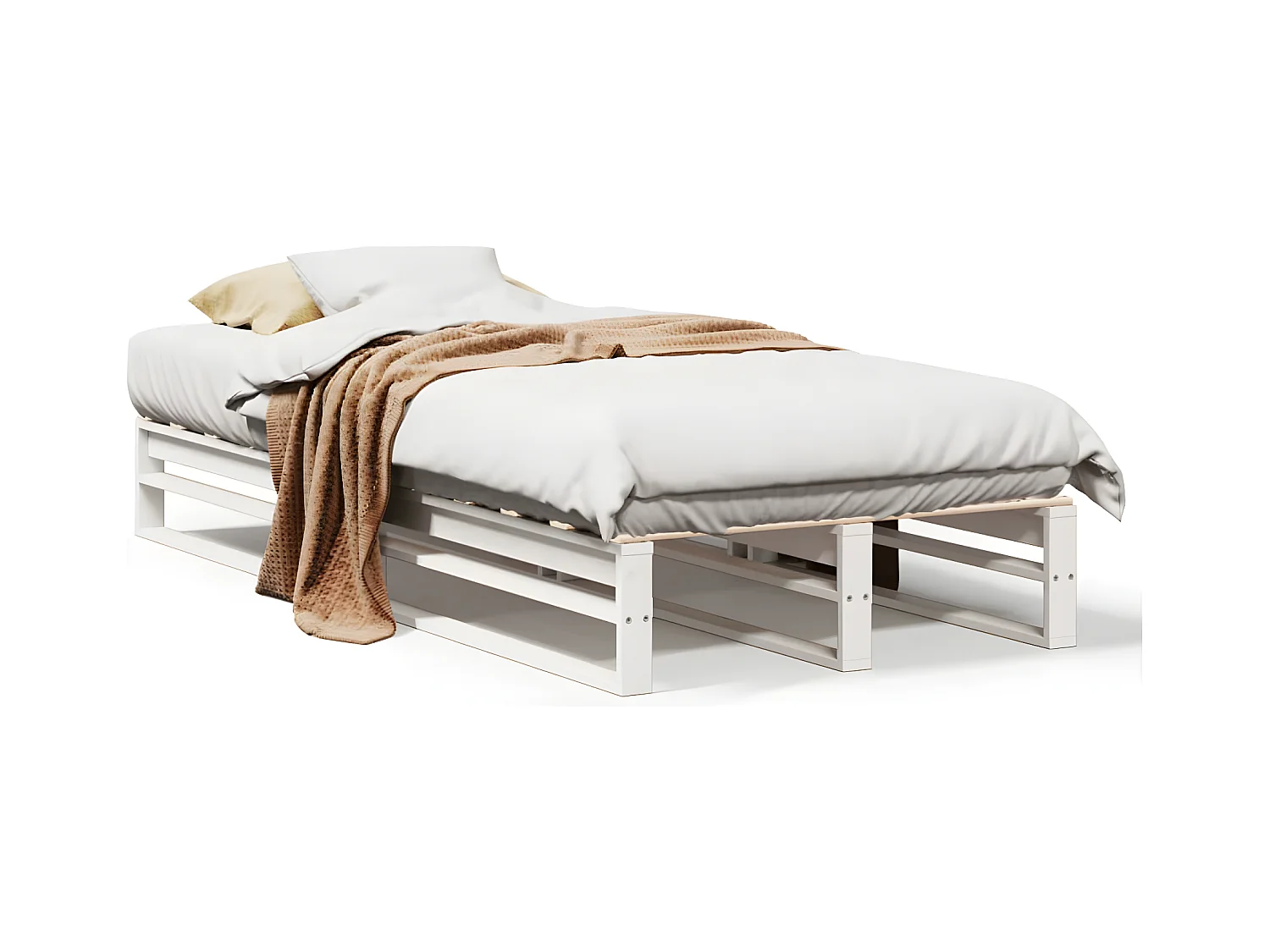 Cadre de lit sans matelas blanc 90x200 cm bois de pin massif