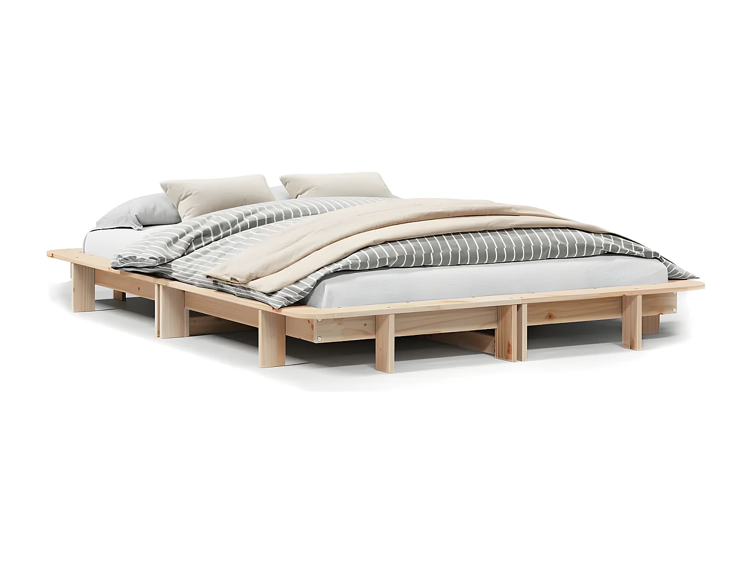 Cadre de lit sans matelas 140x200 cm bois massif de pin