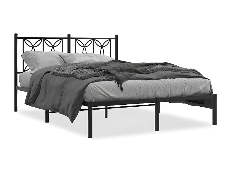 Estrutura de cama com cabeceira 140x200 cm metal preto
