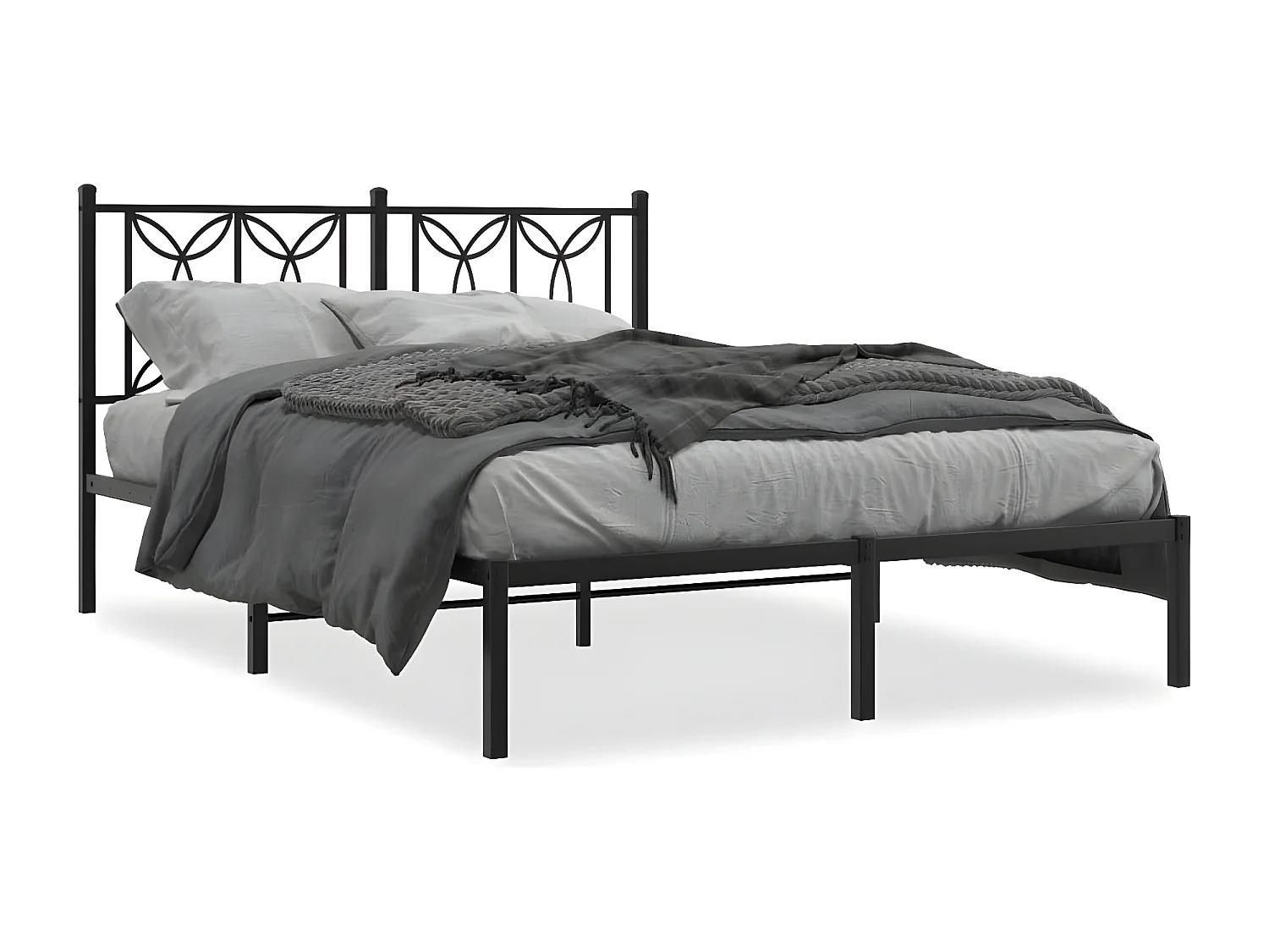 Estrutura de cama com cabeceira 140x200 cm metal preto