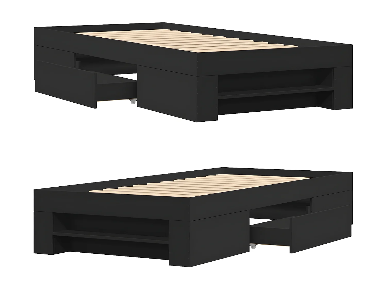 Estructura de cama madera de ingeniería negra 100x200 cm