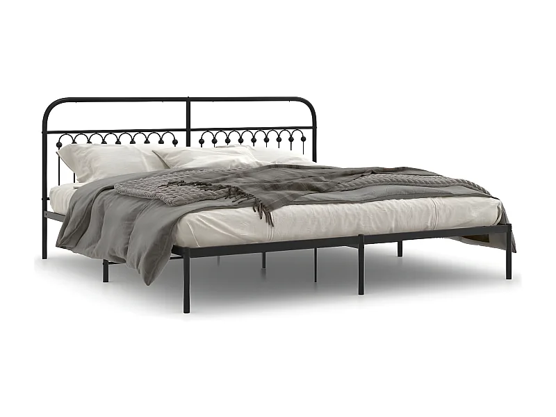 Estrutura de cama com cabeceira 200x200 cm metal preto
