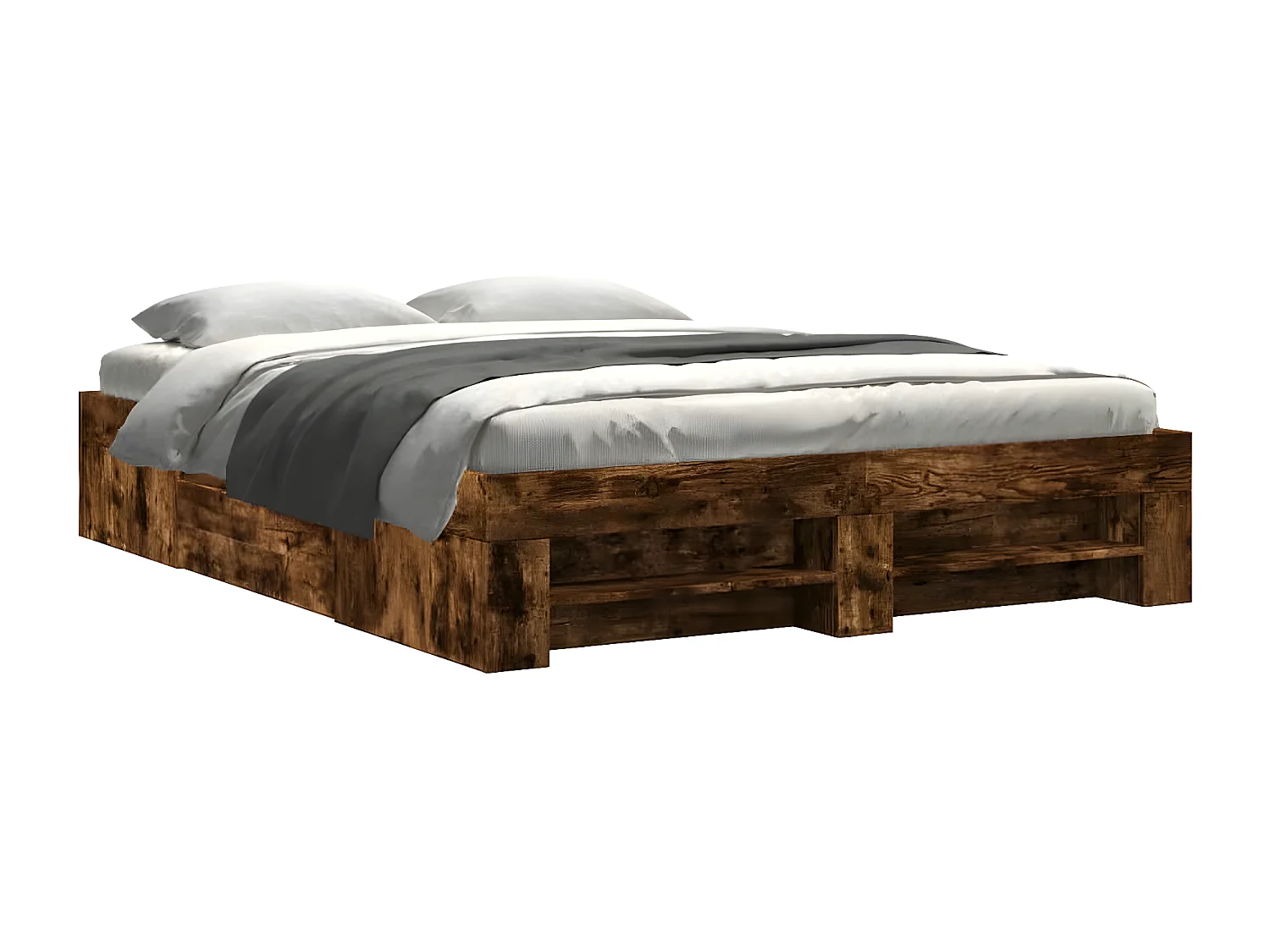 Estrutura de cama 150x200 cm derivados madeira carvalho fumado