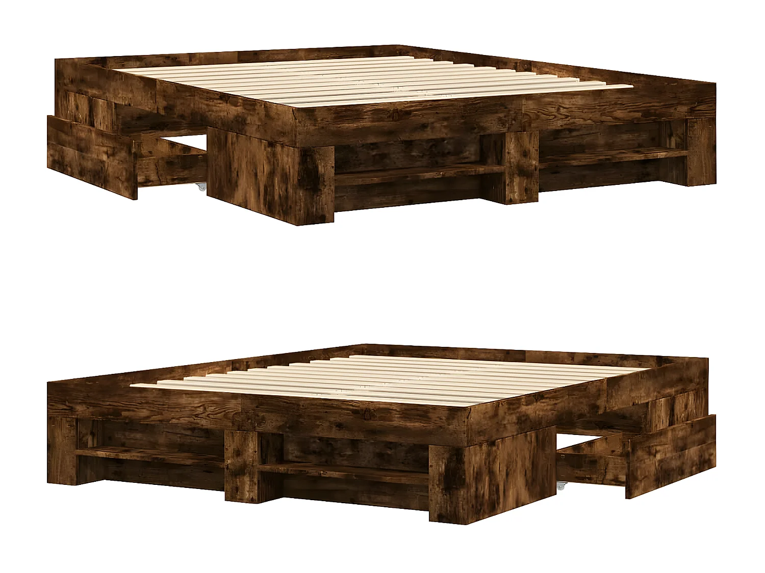 Estrutura de cama 150x200 cm derivados madeira carvalho fumado