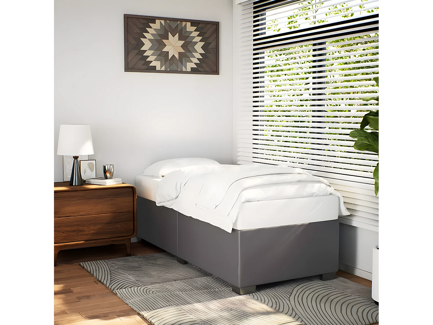 Cadre de lit Gris 90x190 cm Similicuir