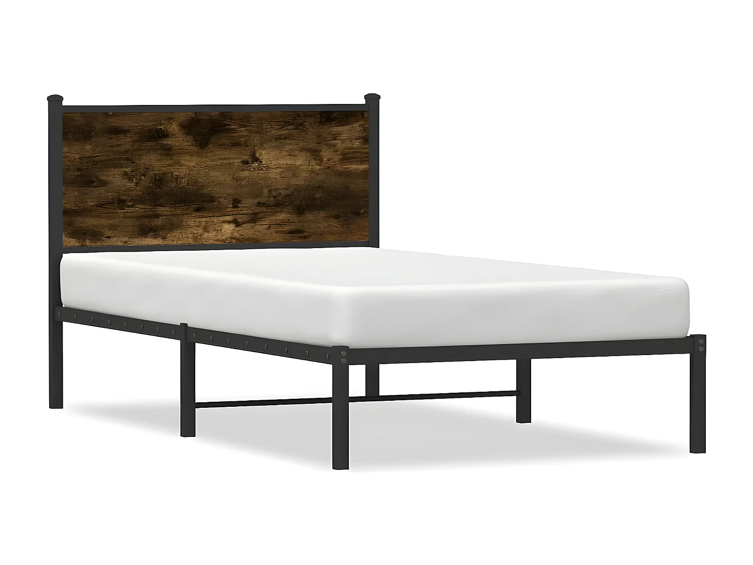Estrutura de cama com cabeceira 107x203cm metal carvalho fumado