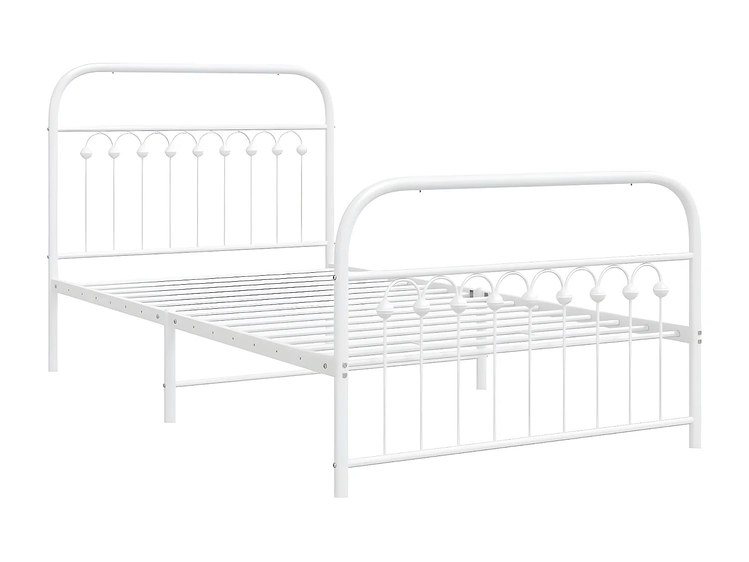 Estrutura de cama com cabeceira e pés 100x190 cm metal branco