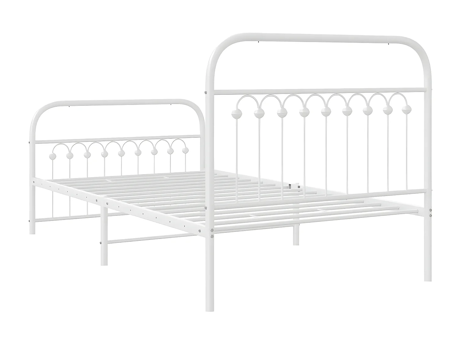Estrutura de cama com cabeceira e pés 100x190 cm metal branco