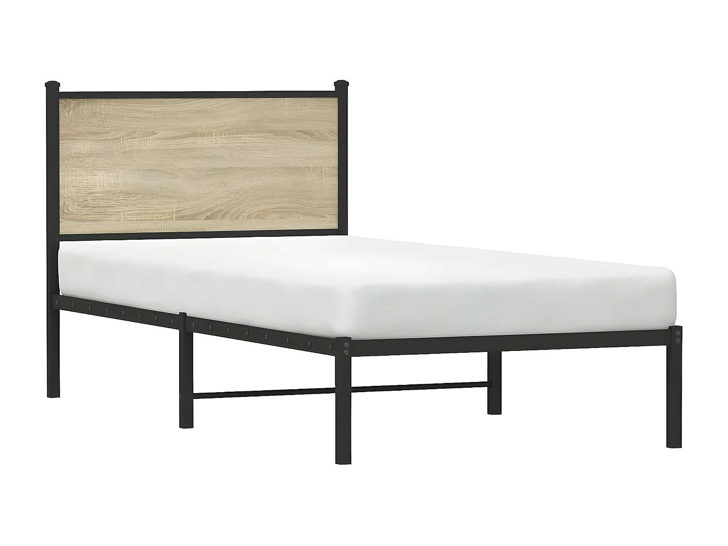 Cadre de lit en métal avec tête de lit chêne sonoma 75x190 cm