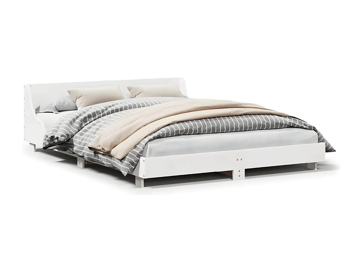 Cama sem colchão 135x190 cm madeira de pinho maciça branco