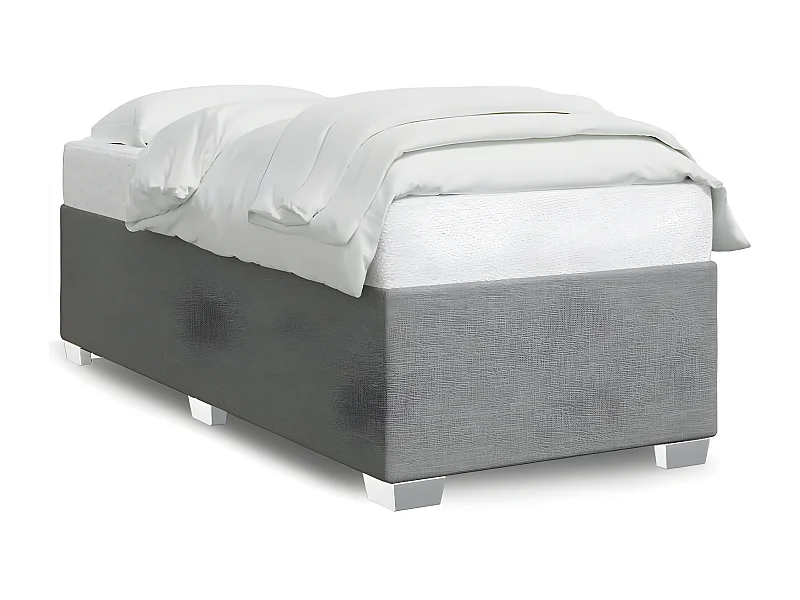 Estrutura de cama 100x200 cm tecido cinza-claro