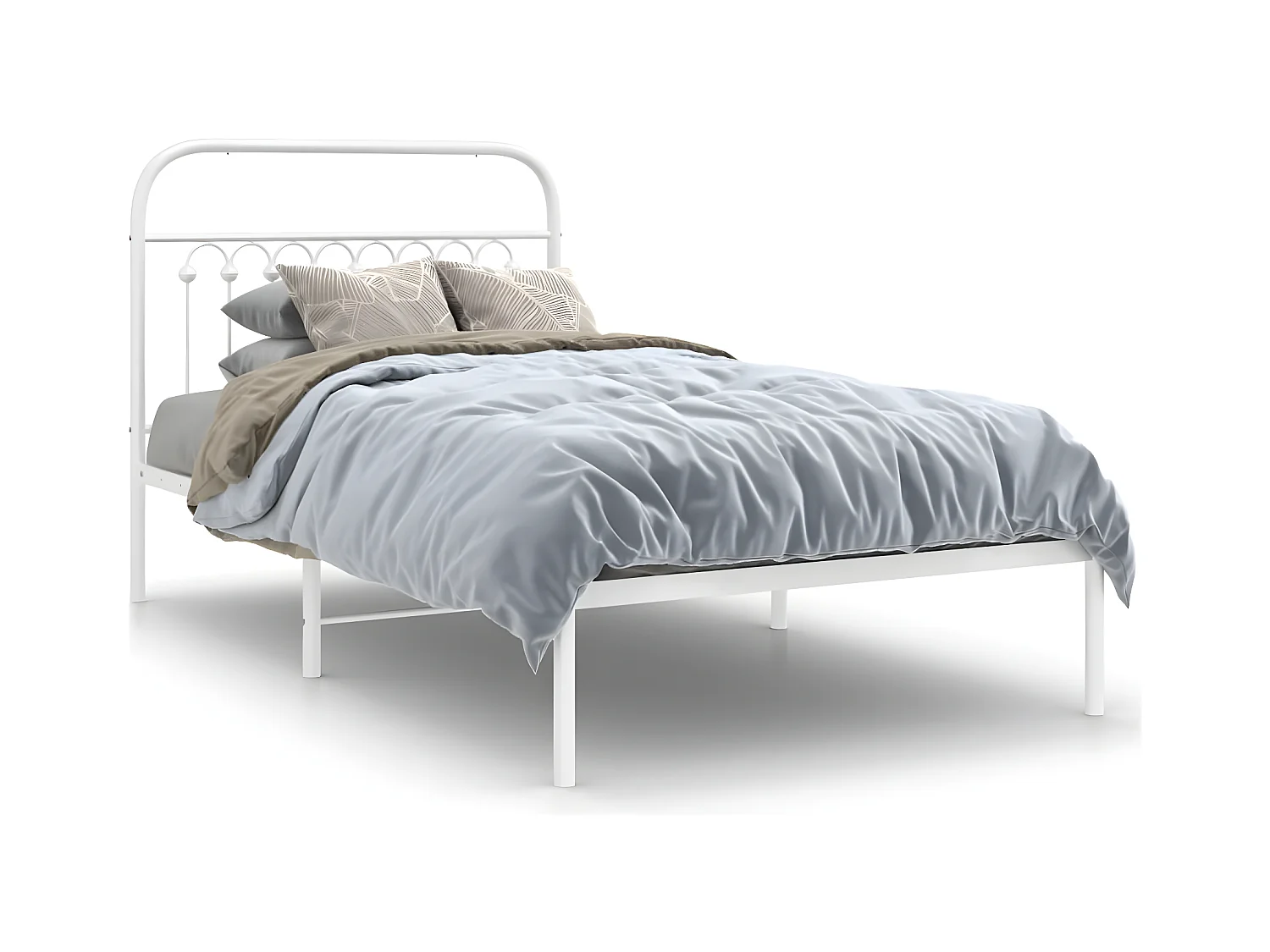 Estructura de cama de metal con cabecero blanco 100x200 cm