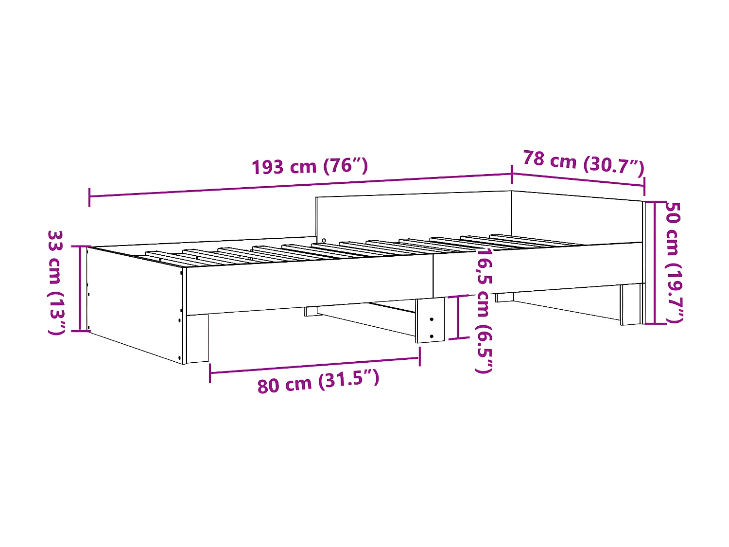 Cadre de lit chêne fumé 75x190 cm bois d'ingénierie