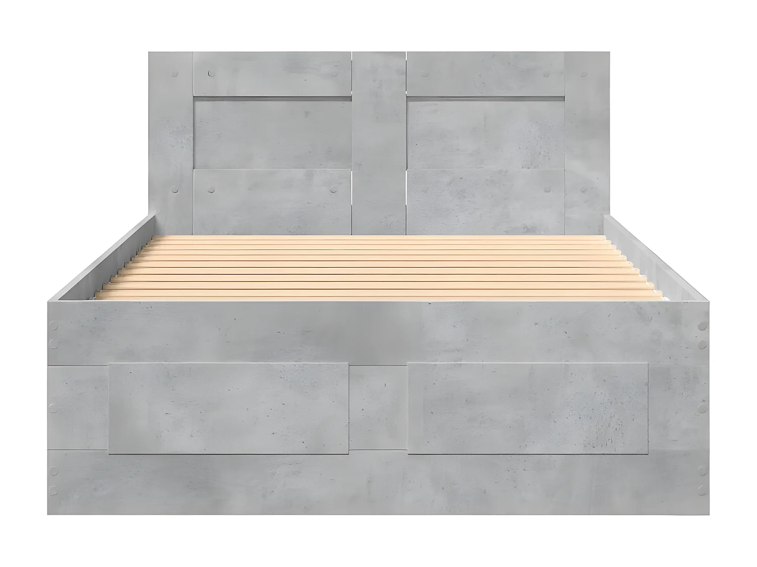 Cadre de lit avec tête de lit gris béton 100x200 cm